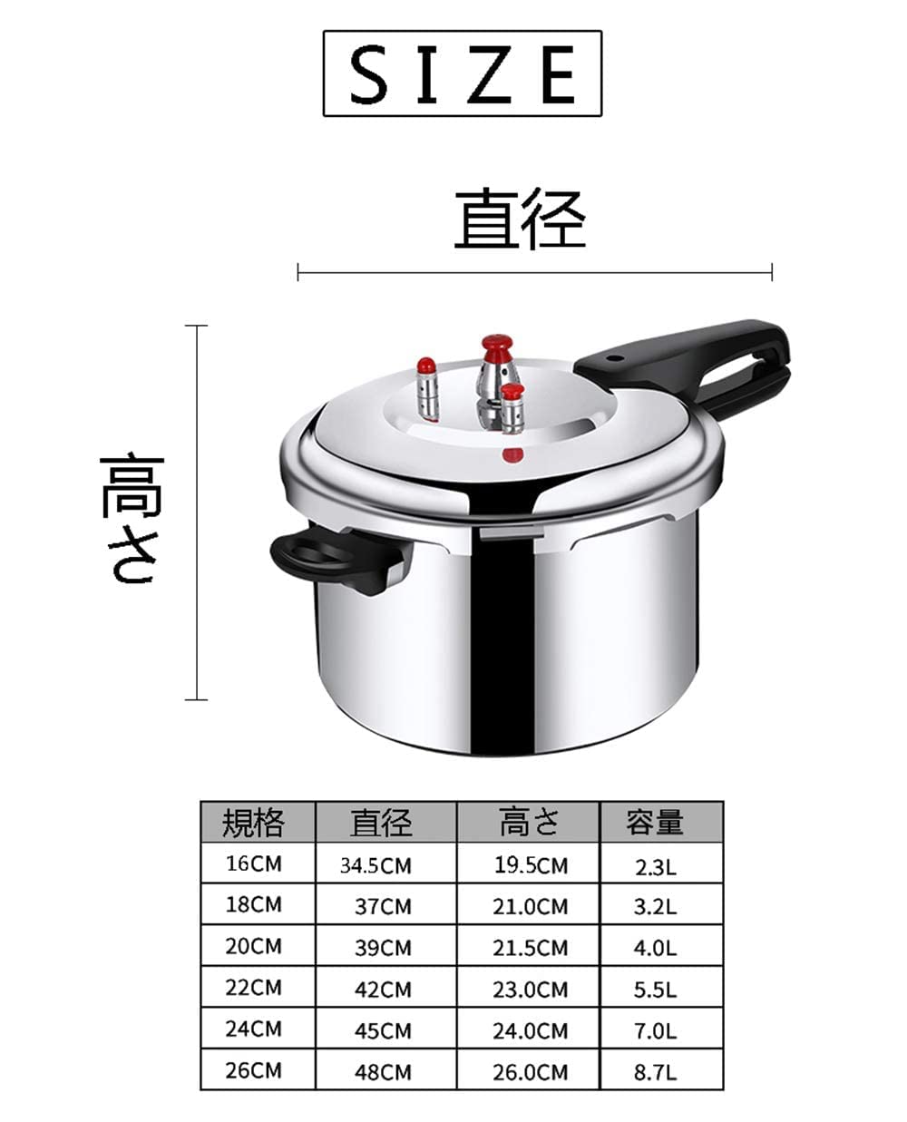 Amazon.co.jp: Pressure Cooker, 3-Layer Bottom, Large Capacity
